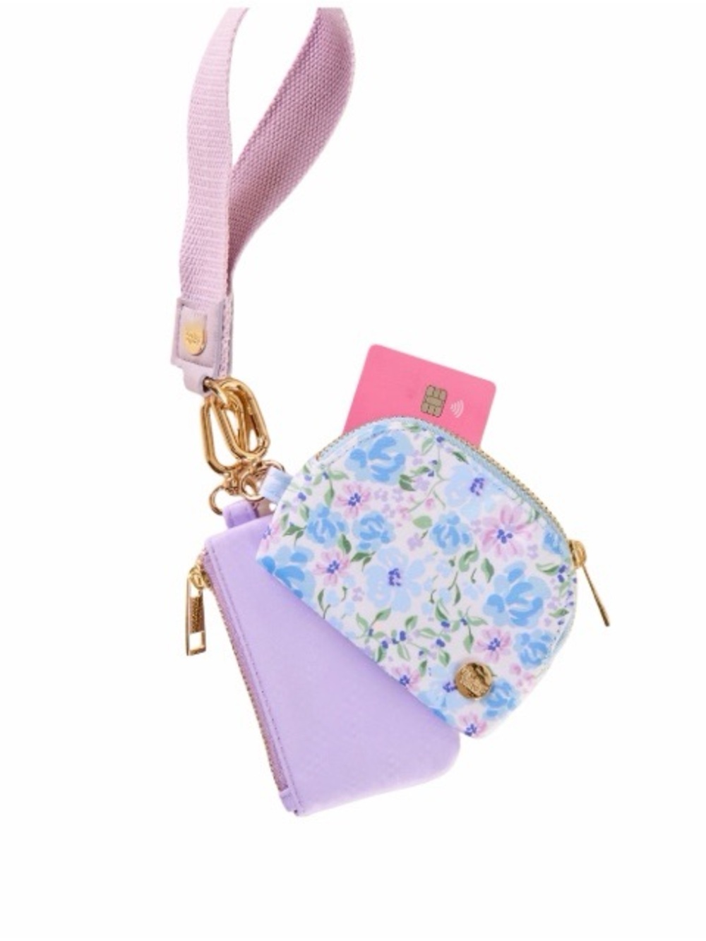 The Darling Effect Dynamic Duo Lilac Floral Zip Card Wallet with Wrist Strap